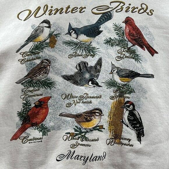 Vintage Winter Birds Maryland White Christmas Crewneck Sweatshirt - Picture 4 of 4